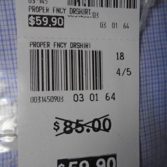 Men's Proper Shirtings Button Down Pocket Blue Check Dress Shirt 18 34/35 - Picture 4 of 4